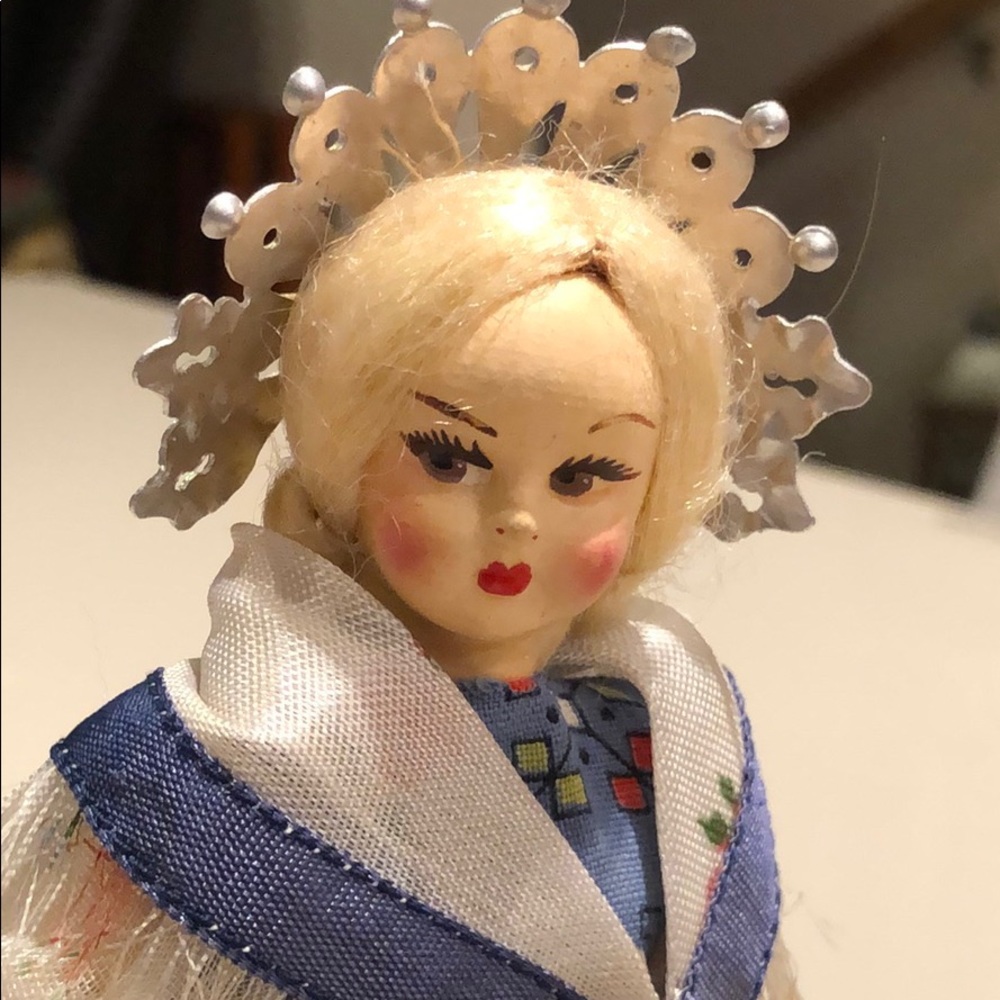Italian vintage Costume doll with punched metal